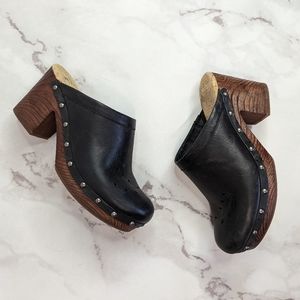 🖤 Korks By Kork Ease Mules Black Brandi Clogs Laser Stud Grain